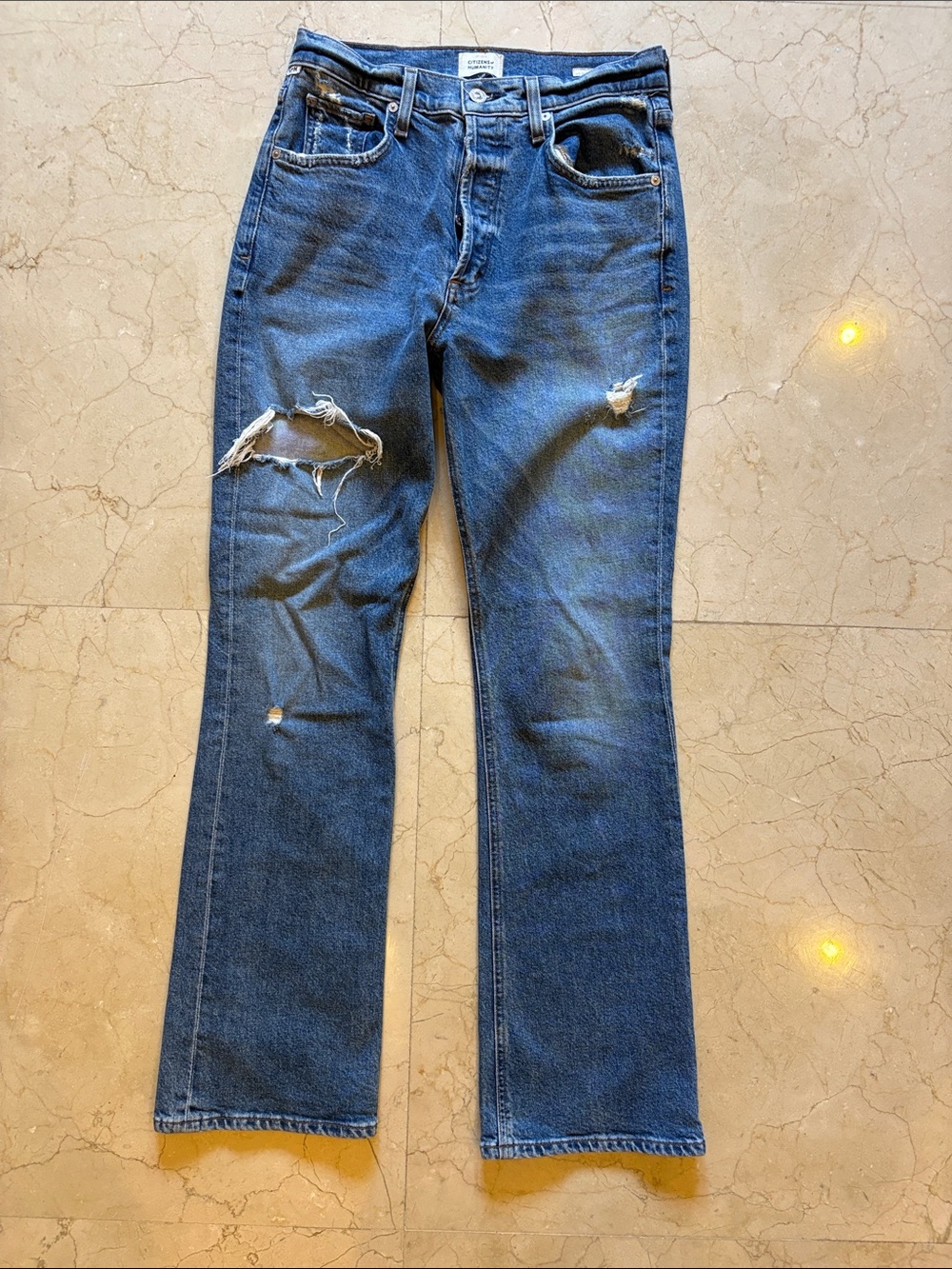 Citizens Of Humanity Distressed Blue Straight Jeans